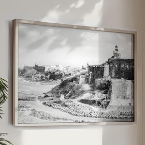 Puerto Rico Art Old San Juan El Morro Print Puerto Rican Art Caribbean Art Coastal Wall Decor Black and White Castle Art Travel Home Decor