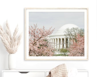 Washington DC Art, Jefferson Memorial, DC Photography - Unframed, Cherry Blossoms, Tidal Basin, Washington DC Landscape | Many Sizes