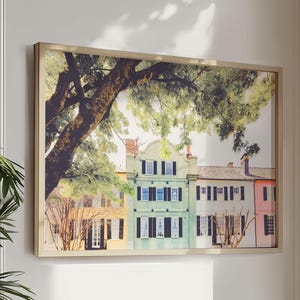Charleston Wall Art, Rainbow Row Photography Print - Unframed | Charleston Decor, Green Yellow Pink Art, Charleston Home Art | Many Sizes