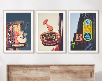 Nashville, Set of 3, Nashville Prints, Nashville Sign, Downtown Nashville, Nashville Photography, Country Music Art, Neon Sign, Poster