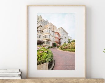 San Francisco Art | Photography - Unframed | Lombard Street, Pastel Decor, Urban Travel Print, Pink Wall Art, Architectural | Pick Your Size