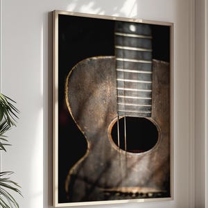Music Wall Art, Guitar Print, Black and White Photography, Vintage Guitar, Country Music Print, Bluegrass Art,Old Guitar Photo | Many Sizes