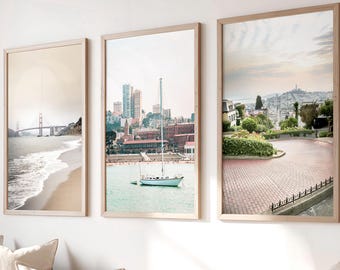 San Francisco Art, Golden Gate Bridge, Baker Beach, Lombard Street, Travel Art, California Prints (set of 3 - unframed photography)