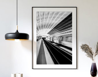 Washington DC Print, Black and White Photography, Metro Wall Art, Urban Wall Decor, Subway Art, Architectural DC, Travel "The Underground"