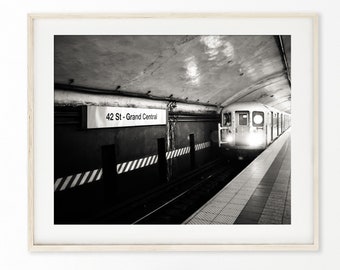 New York Art, Black and White Photography, New York City Subway Print, NYC Wall Art, 42nd Street, Urban Decor, Travel Print | Pick Your Size