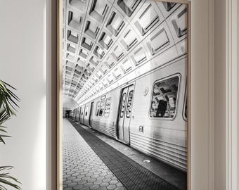 Washington DC Poster DC Metro Wand Kunst Schwarz Weiß Fotografie U Bahn Kunst Urban Wand Dekor Architektonische DC Reise Druck Moderne Wandkunst