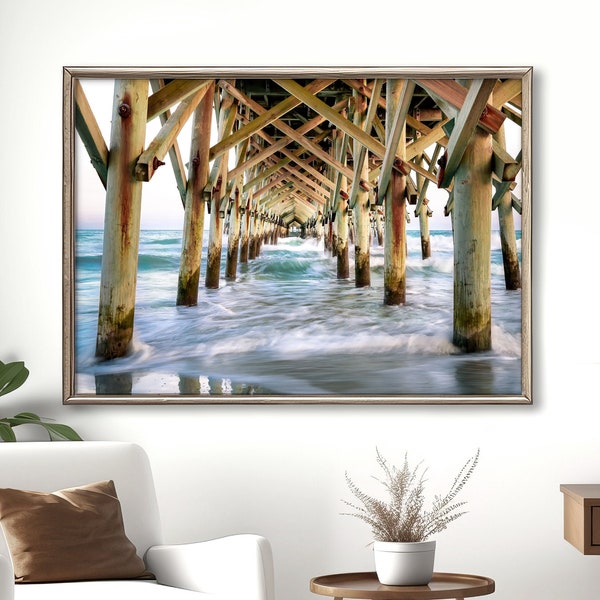 Beach Print, Ocean Pier Wall Art | Photography - Unframed | Coastal Print, Surf Decor, Nautical Decor, Blue Bedroom Art "Peer Inside"