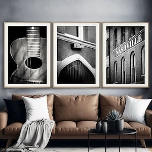 Nashville Prints, Set of 3 - Unframed Photography, Ryman Auditorium, Country Music Art, Music Wall Art, Guitar Print | Many Sizes