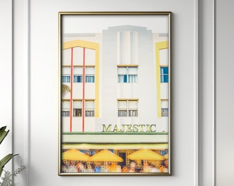 Miami Beach Miami Print South Beach Art Deco Wall Decor Yellow Wall Art Majestic Dopamine Decor Neon Print Florida Art Hotel Print Coastal