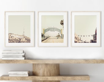 Los Angeles Print Set of 3 | Photography - Unframed | Santa Monica Wall Art, Beach Decor, Southern California Print Set | Pick Your Size