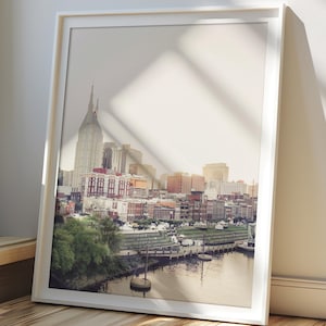 Arte de Nashville, horizonte de Nashville, centro de Nashville, fotografía de Nashville, música country, arquitectura, decoración de pared de Nashville "Riverfront"