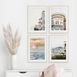 San Francisco Art, Pastel Print Set of 4, Unframed Photography - San Francisco Prints, Golden Gate Bridge, Coit Tower | Many Sizes