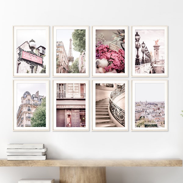 Paris Prints - Set of 8, Paris Photography, Paris Wall Art, Eiffel Tower, Paris Skyline, Paris Decor, Paris Gallery Wall, France wall art