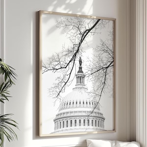Washington DC Photography Art - Unframed | Black and White Print of Capitol Building, DC Wall Decor, Washington DC Print, Capitol Hill