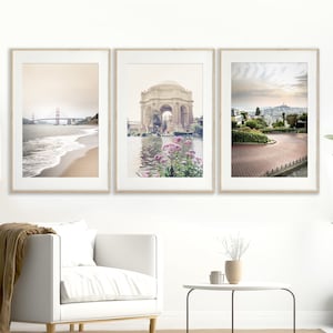 San Francisco, 3er-Set, San Francisco Fotografie, San Francisco Druckset, Golden Gate Bridge, Pastell, Travel Art, rosa, Lampwork Street