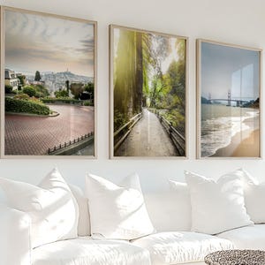 San Francisco Art, Print Set of 3, San Francisco Photography, San Francisco print set, Golden Gate Bridge, Lombard Street, Muir Woods