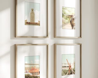 UT Longhorns Art: Austin Texas Photography, University of Texas at Austin Stadium Print, UT Tower (unframed-set of 3)