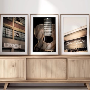 Nashville Photography, Print Set of 3, Nashville Sign, Downtown Nashville, Bluebird Cafe, Country Music Art, Guitar Print, Record Art