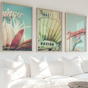 Fotografía de Las Vegas: juego de 3 impresiones sin marco / Obras de arte de Las Vegas, decoración vintage de Las Vegas, casinos del centro de Las Vegas / Varios tamaños