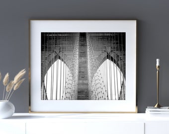 Brooklyn Bridge, New York, Black and White Photography, NYC, Fine Art Print, New York Wall Decor, Brooklyn Bridge Art, NY Print - "Lines"