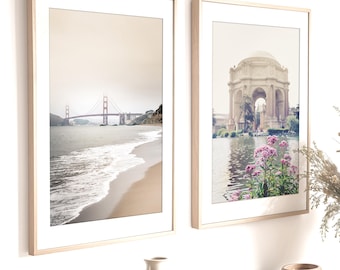 San Francisco Print Set of 2 | Photography - Unframed | Featuring Golden Gate Bridge and Palace of Fine Arts, Baker Beach | Pick Your Size
