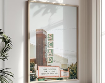 Savannah Georgia Print SCAD Art, Trustees Theater, Vintage Neon Sign Film Festival Savannah College of Art and Design (unframed photography)