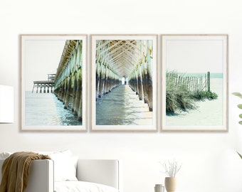 Charleston Print Set of 3, Folly Beach Wall Art | Charleston Photography - Unframed | Coastal Decor, Beach Print Set | Pick Your Size