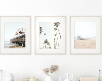 Los Angeles Print Set of 3 | Photography - Unframed | Santa Monica Wall Art, Beach Decor, Surf Print Set, Living Room Art | Pick Your Size