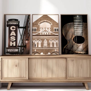 Nashville Photography -Print Set of 3, Johnny Cash Art, Ryman Auditorium, Downtown Nashville, Country Music Art, Guitar Print | Many Sizes