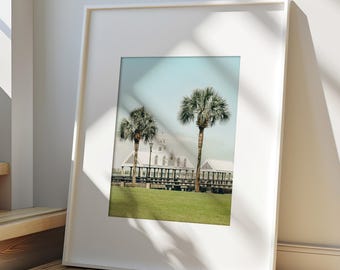 Charleston Art, Lowcountry Print, South Carolina Decor, Waterfront Park Pier, Palm Trees (unframed photography)