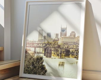 Nashville Art, Americana Art Downtown Nashville Skyline Print Vintage Country Music Art Tennessee Decor (unframed photography)