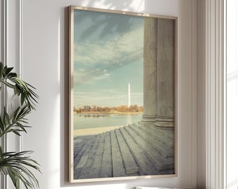 ワシントンDCのアート、ワシントン記念塔のプリント、DCの壁掛けアート、ジェファーソン記念館（額装なしの写真）