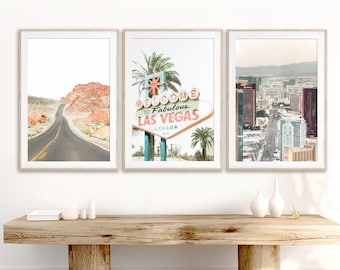 Las Vegas Prints - Unframed Photography Set of 3 | Las Vegas Artwork, Vegas Skyline Print, Welcome to Vegas Sign | Many Sizes