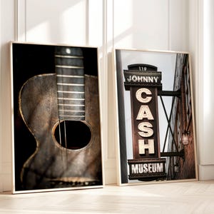 Nashville Wall Art, Conjunto de 2 impressões | Fotografia - Sem moldura | Decoração de música vintage, Impressão de guitarra, Arte de música country, Sinal de dinheiro | Vários tamanhos