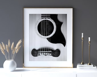 Arte della chitarra, stampa musicale, fotografia di chitarra, arte musicale astratta, regalo per musicista, camera dei bambini, stampa chitarra Gibson "Wood Stache"