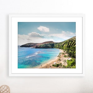 Hawaii Beach Photography, Hawaiian Art Print, Beach Landscape, Coastal Travel Art, Oahu, Hawaii Aerial, Blue, Aqua, Ocean Hanauma Bay image 4