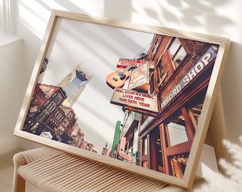 Nashville Photography Print, Nashville Sign, Travel Art, Neon Sign, Nashville Print, Downtown Nashville, Country Music "Record Shop"