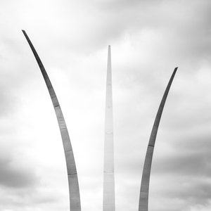 Washington DC Art, Air Force Memorial Print Unframed, Washington DC Photography, DC Wall Decor, Modern Washington Skyline Many Sizes B&W Option