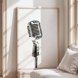 Microphone Art, Music Print, Black and White Photography, Music Art, Mic Print, Music Wall Decor, Vintage Microphone, Print  &quot;Vintage Mic&quot;