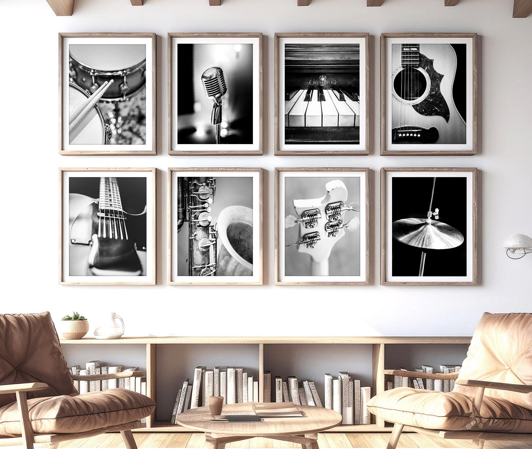 Music Art, Black and White Photography Music Gallery Wall Piano