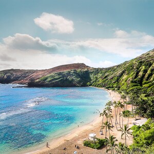 Hawaii Beach Photography, Hawaiian Art Print, Beach Landscape, Coastal Travel Art, Oahu, Hawaii Aerial, Blue, Aqua, Ocean Hanauma Bay image 6