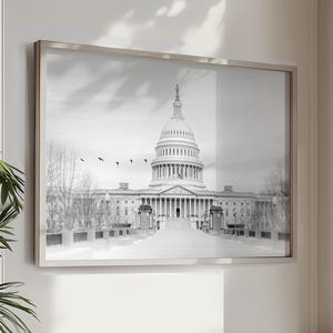Washington DC Photography Art - Unframed, Black and White Print of Capitol Building, DC Wall Decor, Capitol Hill, DC Print | Pick Your Size