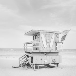 Miami Photography, Beach Art, Surf Decor, Lifeguard Stand, South Beach Print, Miami Beach Art,Pastel Print,Blue Wall Decor, Life's a Beach Black&White Print