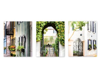 Charleston Photography Art, Print Set of 3, Rainbow Row, Charleston Home, Southern Decor, Charleston Window and Gates | Many Sizes