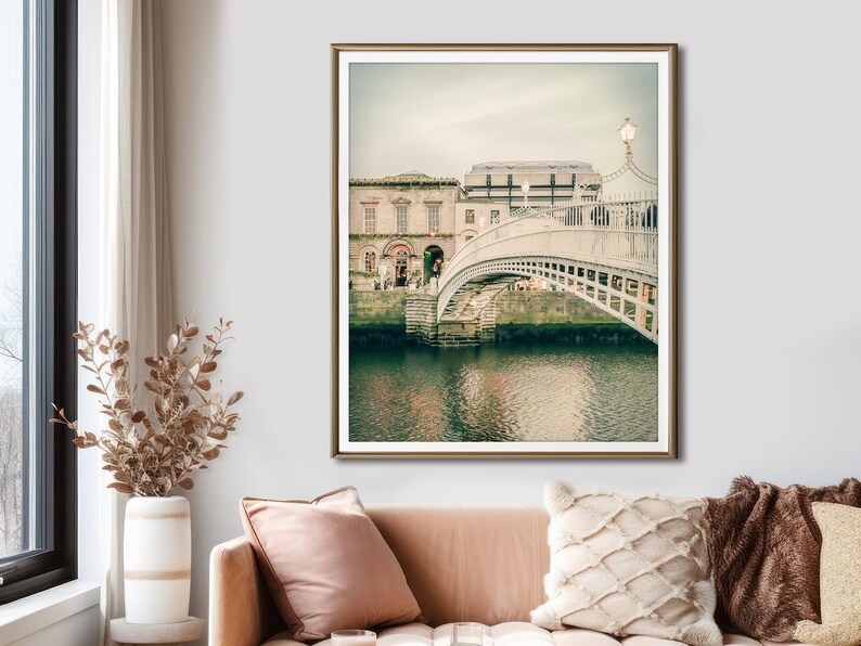 Ireland Print Dublin Ireland Art Ha'penny Bridge Dublin Travel Poster Dublin Artwork Architectural Print Irish Decor Ireland Gift image 1