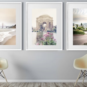 San Francisco, Set of 3, San Francisco Photography, San Francisco print set, Golden Gate Bridge, Pastel, Travel Art, Pink, Lombard Street