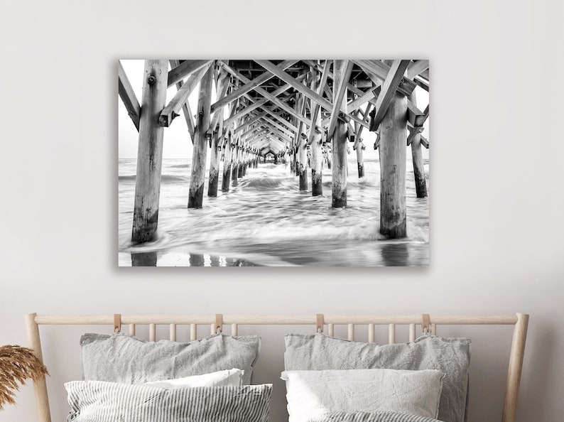 Beach Print, Ocean Pier Wall Art Photography Unframed Coastal Print, Surf Decor, Nautical Decor, Blue Bedroom Art Peer Inside image 7