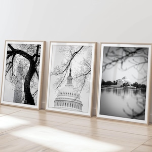 Washington DC, Set of 3, Black and White Photography, Jefferson Memorial, Capitol Art, Union Station, Washington DC Print Set, DC Wall Decor