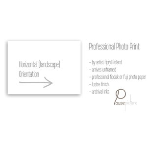 Print is horizontal orientation, by artist Apryl Roland.  Arrives unframed on professional photo paper with archival inks and lustre finish.