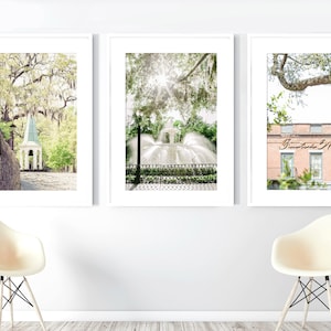 Savannah Georgia Art, Print Set of 3 | Savannah Photography - Unframed | Forsyth Park Fountain, Old City Exchange, Factors Walk | Many Sizes